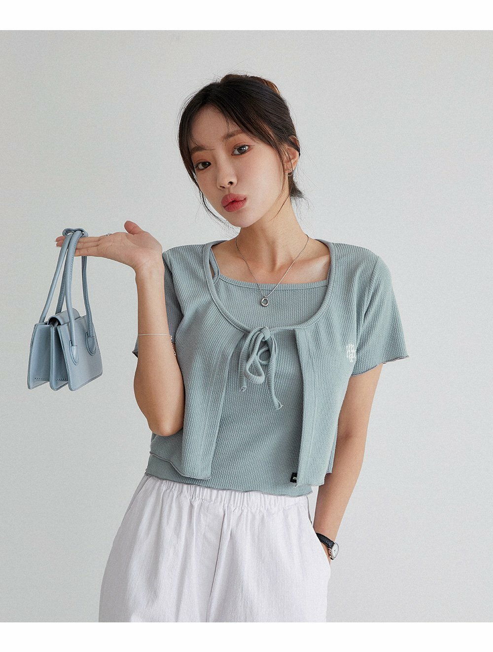 Muah Muah 綁帶兩件式上衣 綁帶 兩件式 上衣 背心 罩衫 3色/預購