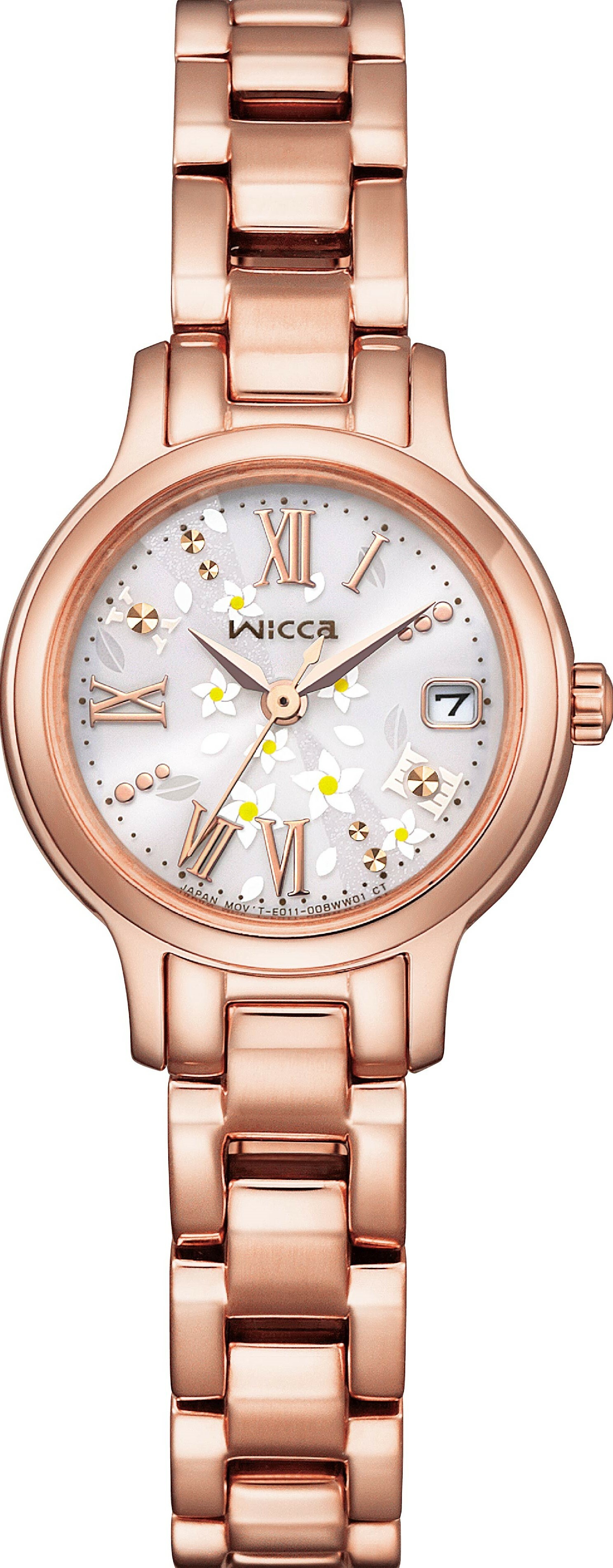 萬年鐘錶 - Citizen - Wicca   公主系列  台灣限定款  花園面盤太陽能玫瑰金款不鏽鋼女錶 KH4-963-15  錶徑24MM