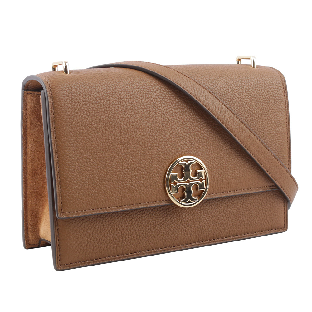 【TORY BURCH】Miller 荔枝皮革翻蓋肩背/斜背二用包(木棕色) 154675 202