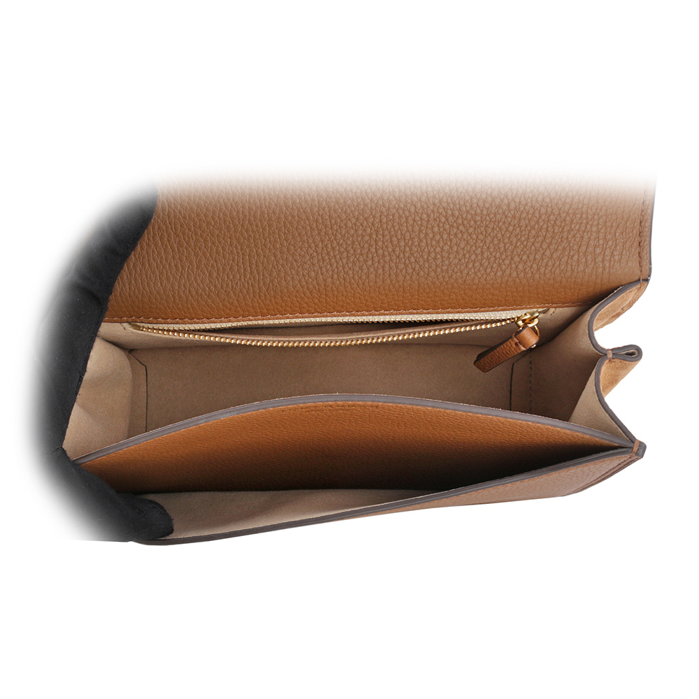 【TORY BURCH】Miller 荔枝皮革翻蓋肩背/斜背二用包(木棕色) 154675 202