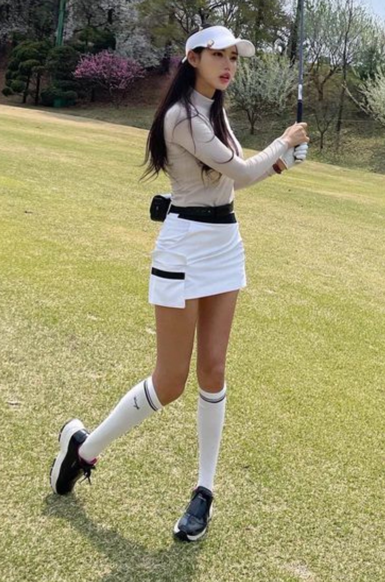 女雙11🔥 【現貨】韓風WIDEWANGLE 高質感皮革 學院風流蘇氣質 高爾夫球鞋（無釘）