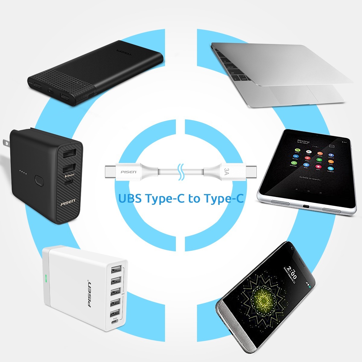 Pisen usb type-c ( C to C ) 1000mm 數據線