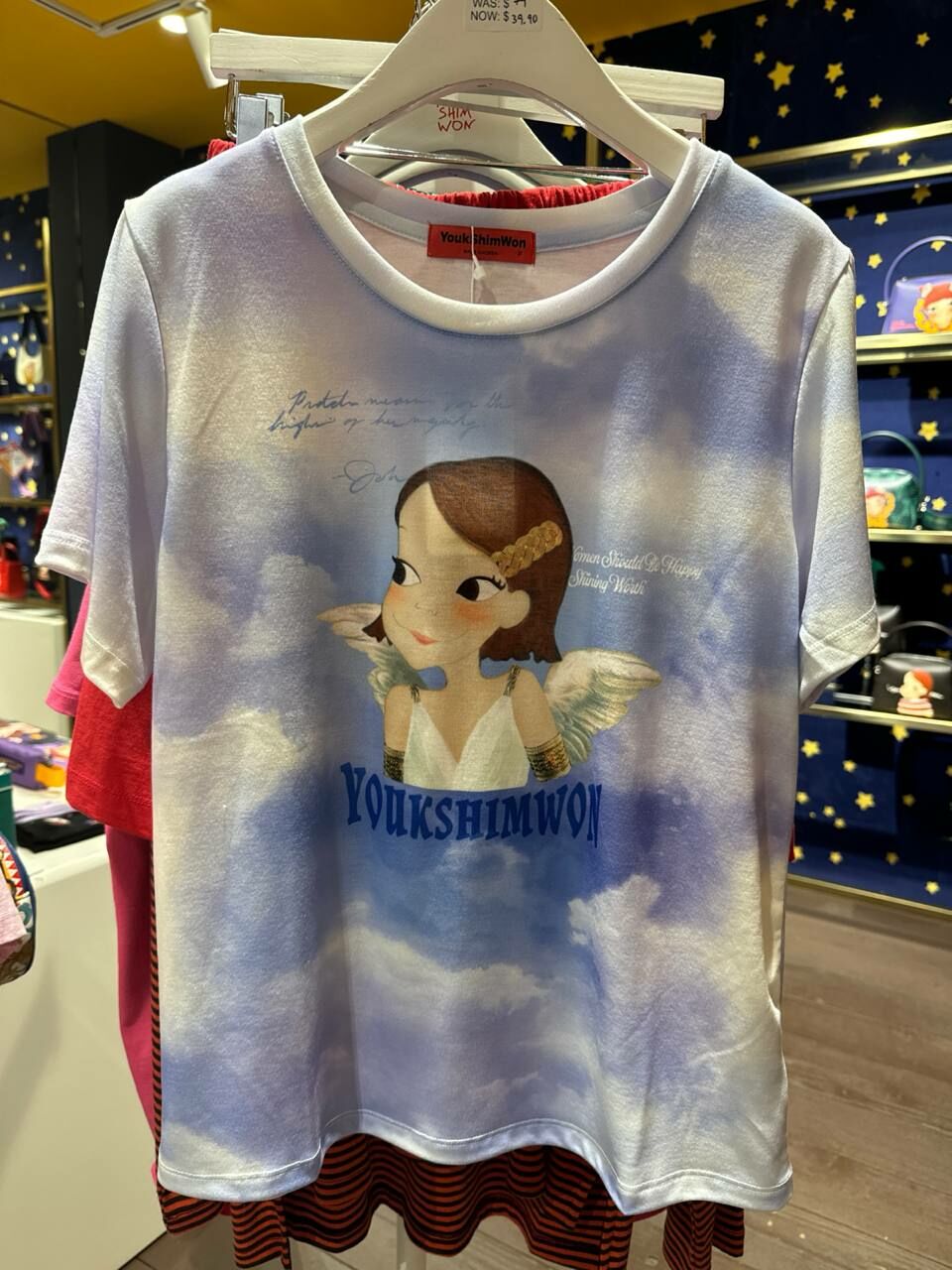 [S] YSW RIA ANGEL PRINT T-SHIRT,BLUE, J2WTS43BLRAF (SYW302)