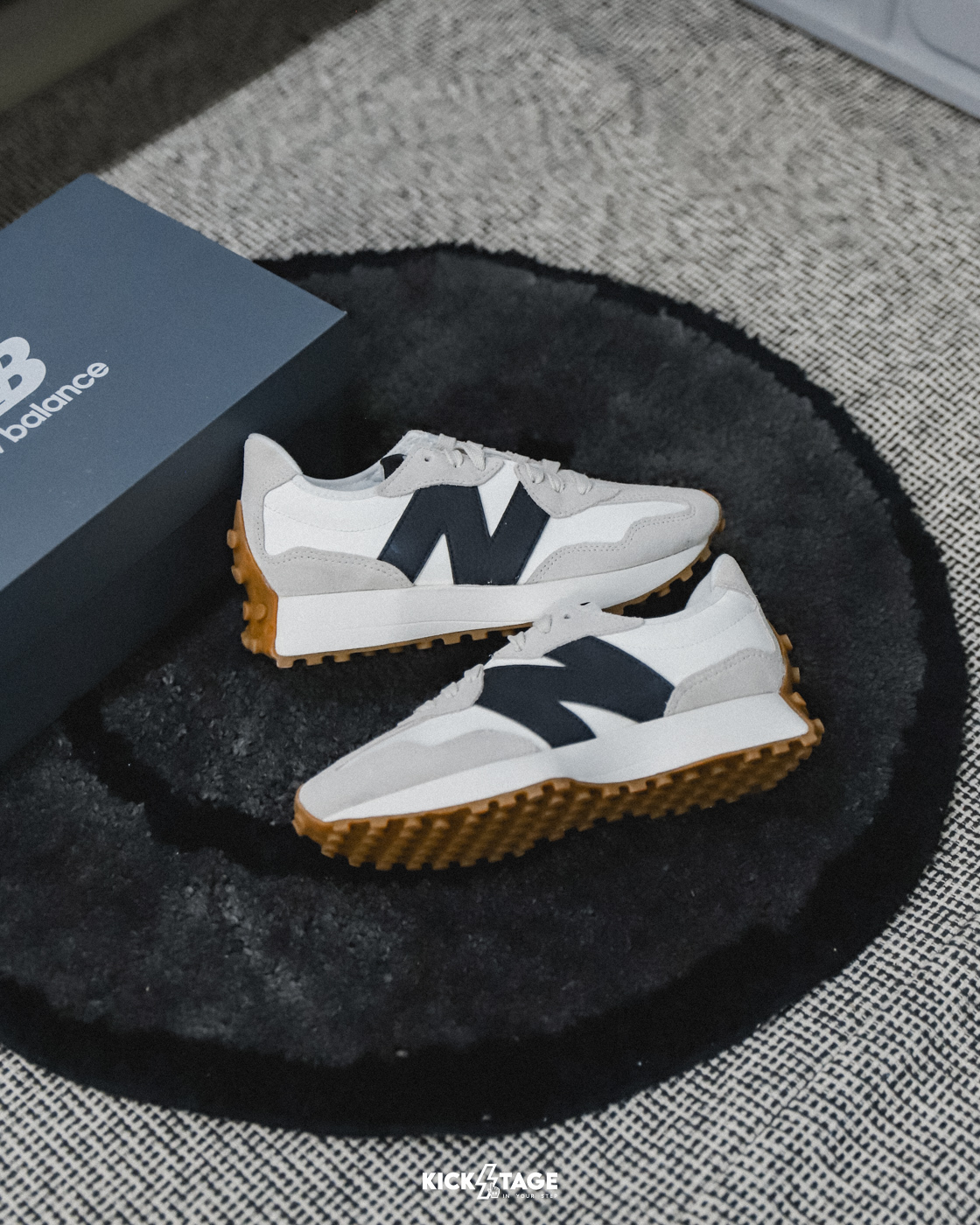 <特價，不退換> NEW BALANCE 327 MOONBEAM BLACK GUM 月亮灰黑 麂皮 大N 拼接 休閒鞋【WS327GD】NB327