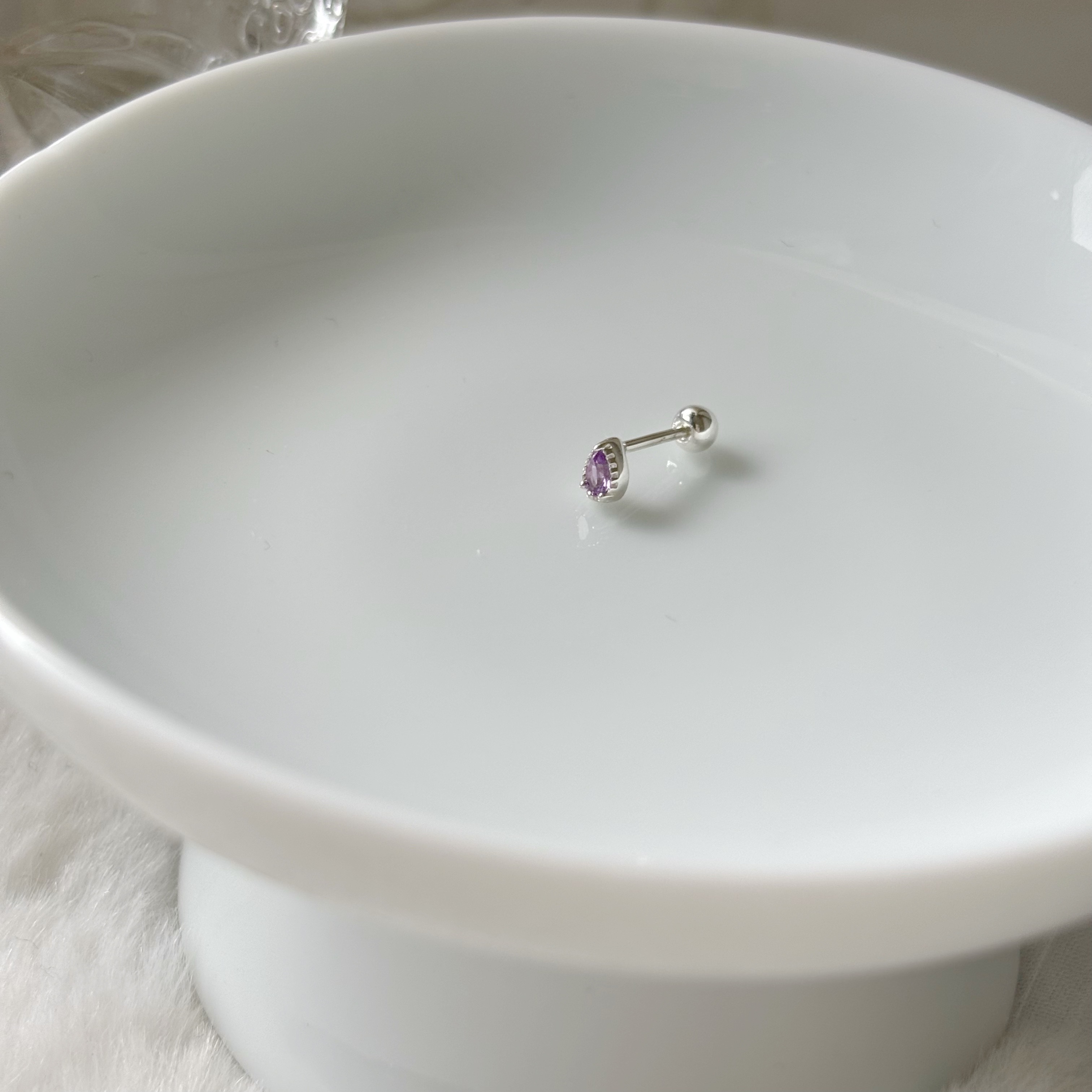 巴洛克水滴紫水晶轉珠耳環