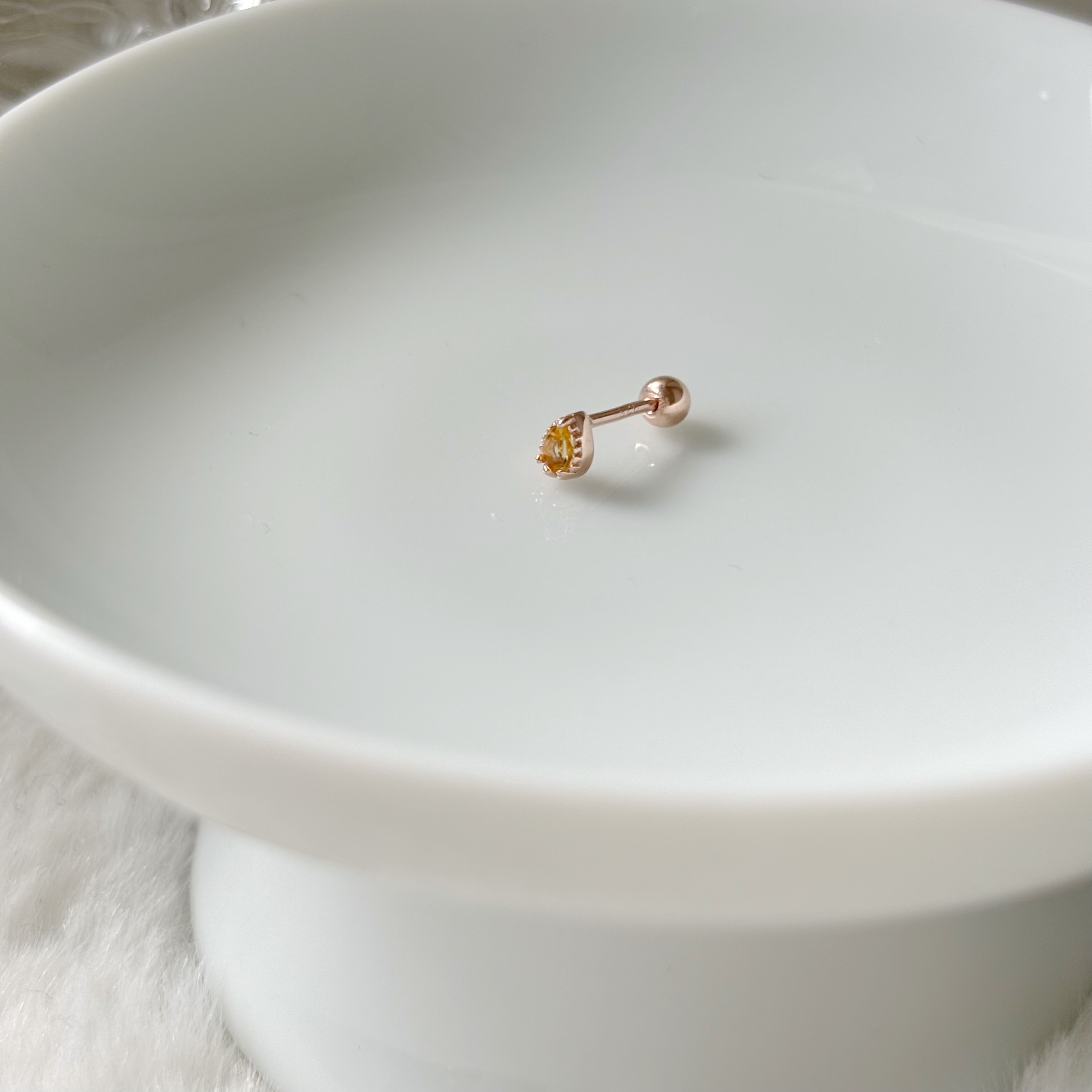 巴洛克水滴黃水晶轉珠耳環