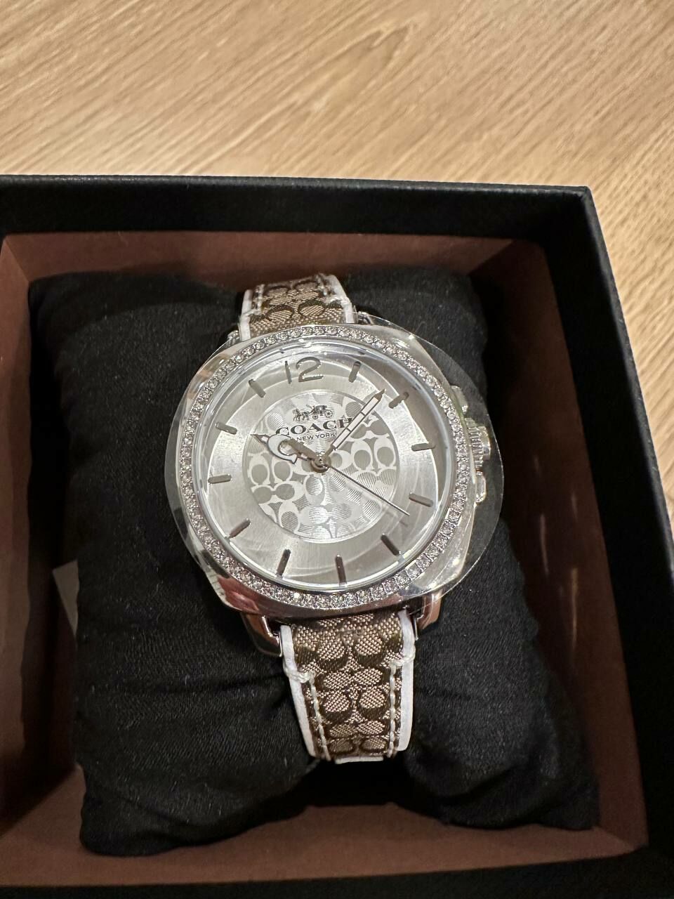 [S] LUXURY WATCH COACH 14503148 BOYFRIEND WOMEN'S STAINLESS STEEL KHAKI LEATHER STRAP WATCH, 885997285308 (SZZ404)