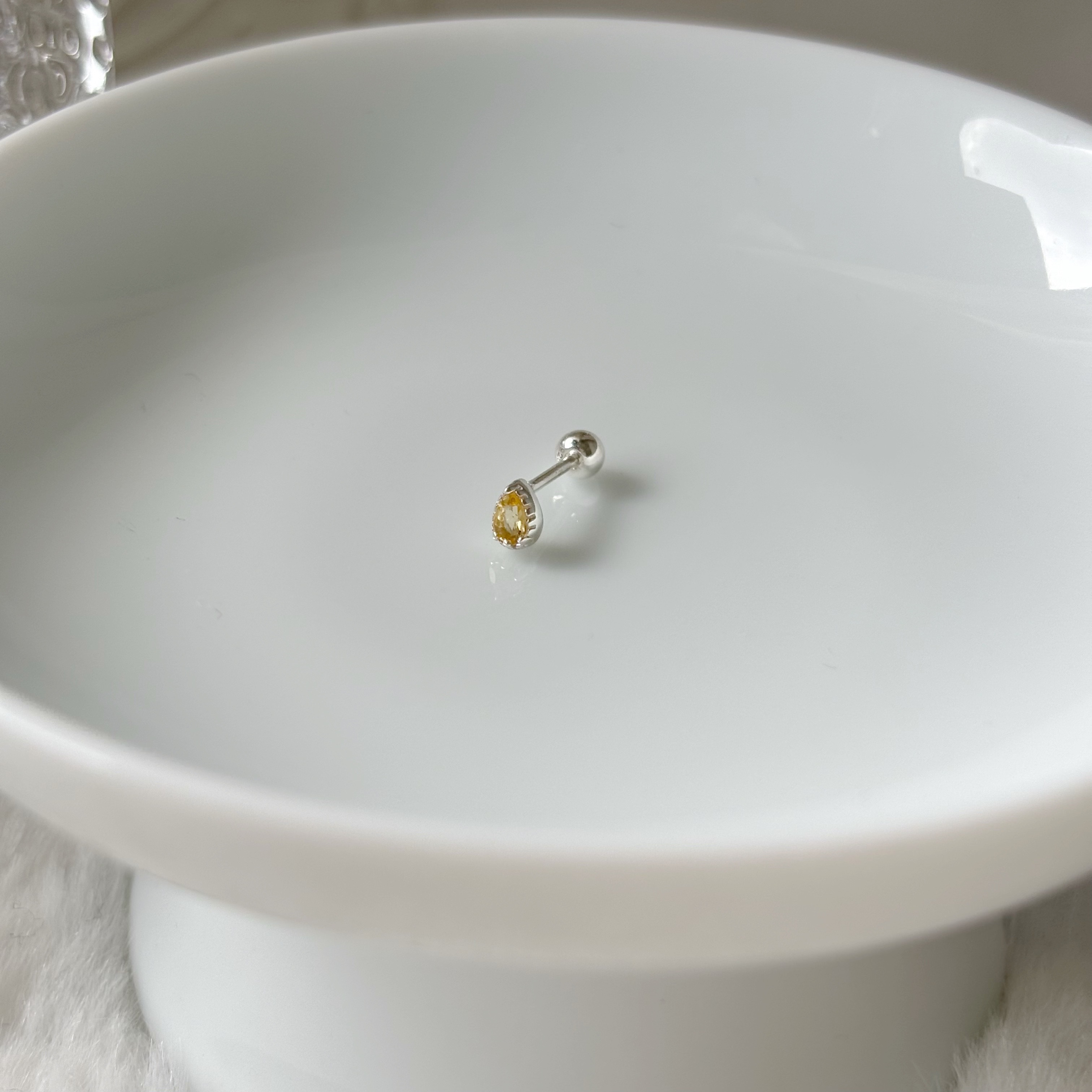 巴洛克水滴黃水晶轉珠耳環