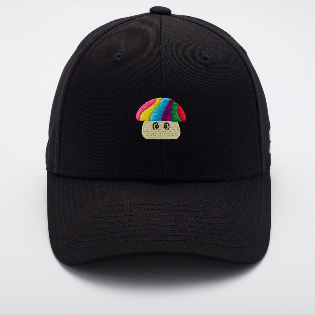 MOOD 蘑菇繡花棒球帽-黑色