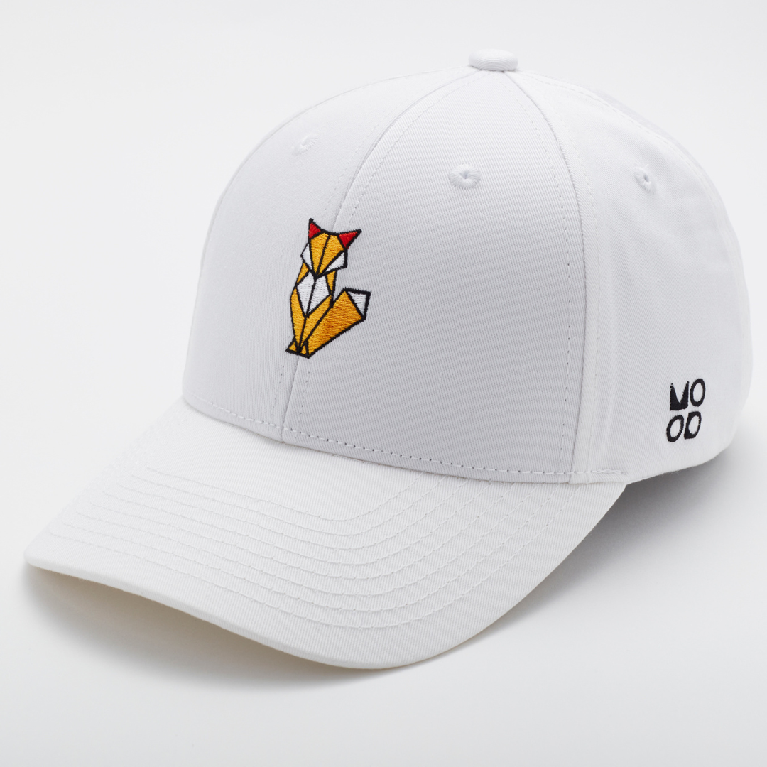 MOOD 摺紙狐狸繡花棒球帽-白色