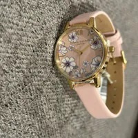 [S] LUXURY WATCH OLIVIA BURTON OB16AN04 GROOVY BLOOMS CANDY PINK AND GOLD WATCH, 885997364119 (SZZ418)