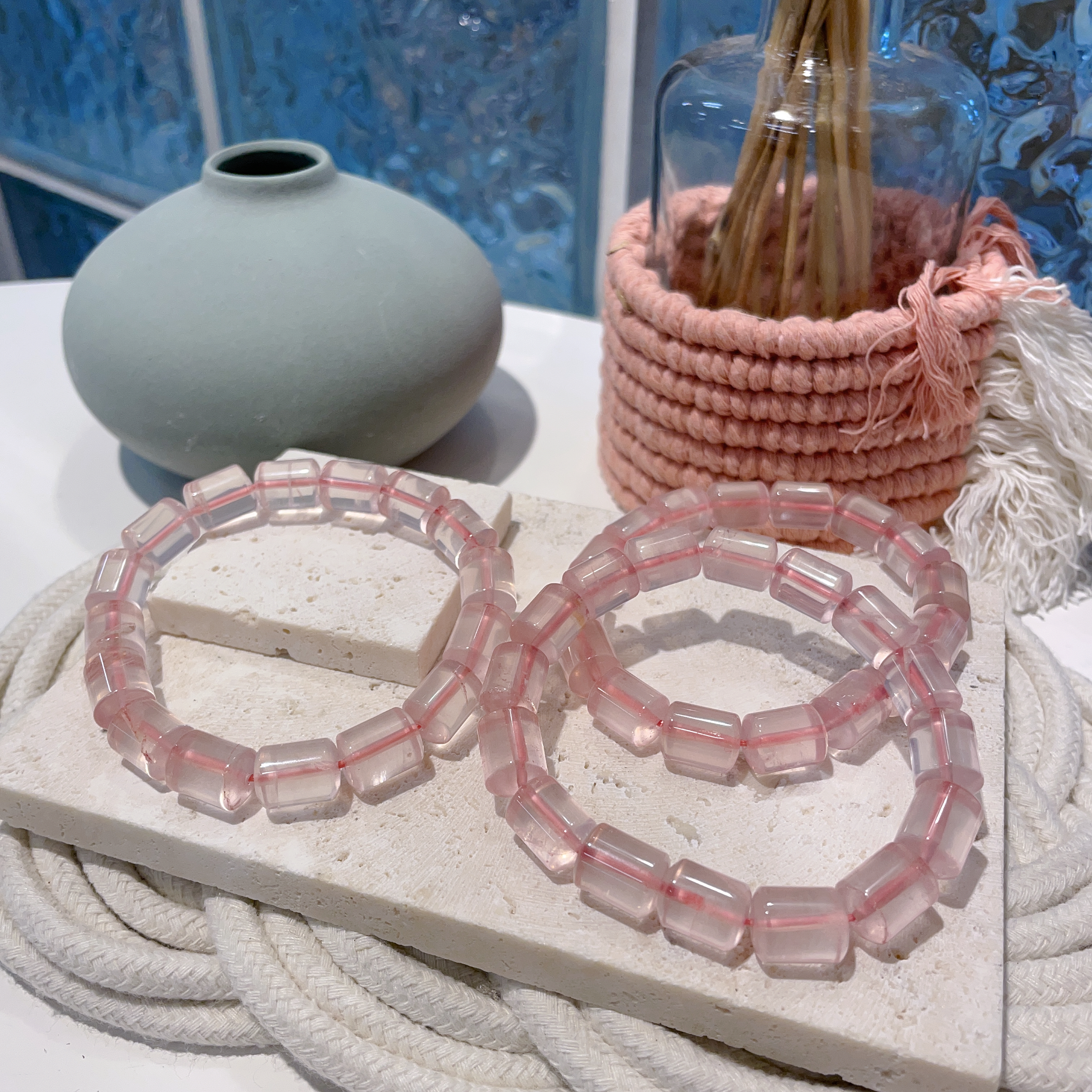 粉晶桶珠手串 9mm