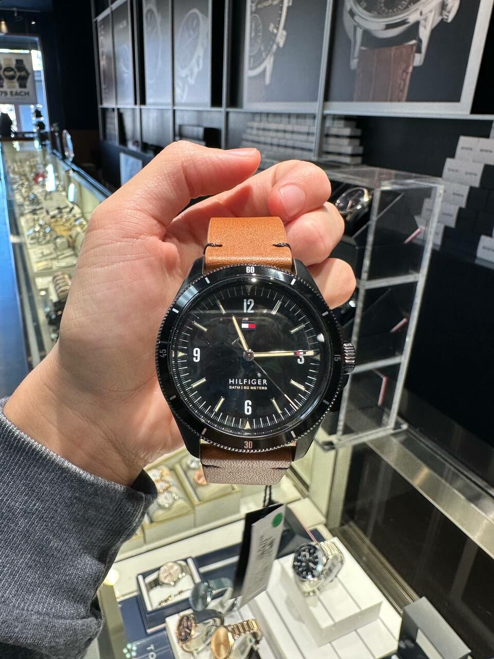 [S] LUXURY WATCH TOMMY HILFIGER 1791906 MEN'S MAVERICK IONISED STEEL CASE TAN LEATHER WATCH, 885997414173 (SZZ414)