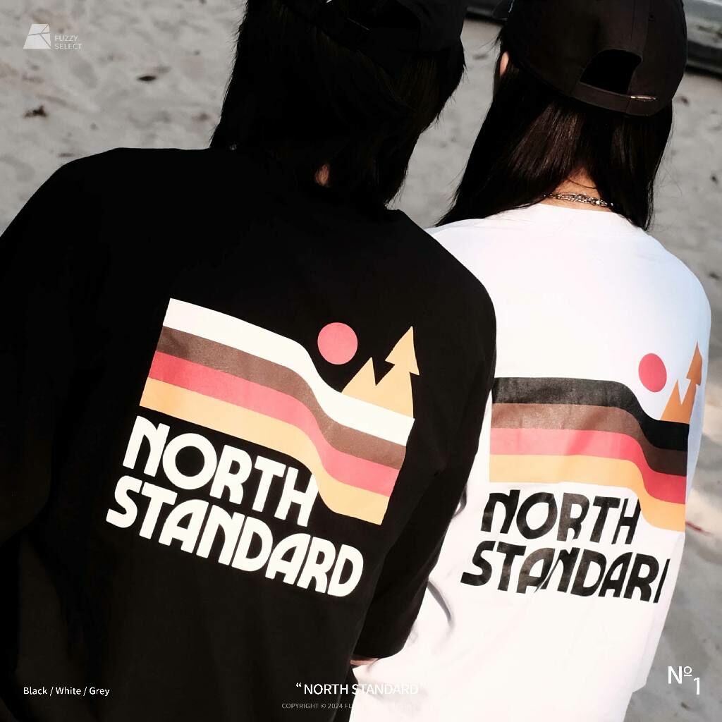 【逢甲 FUZZY】North Standard Tee 潮流 日常 美式 圖案 Logo 短T 短Tee 黑 白 麻灰