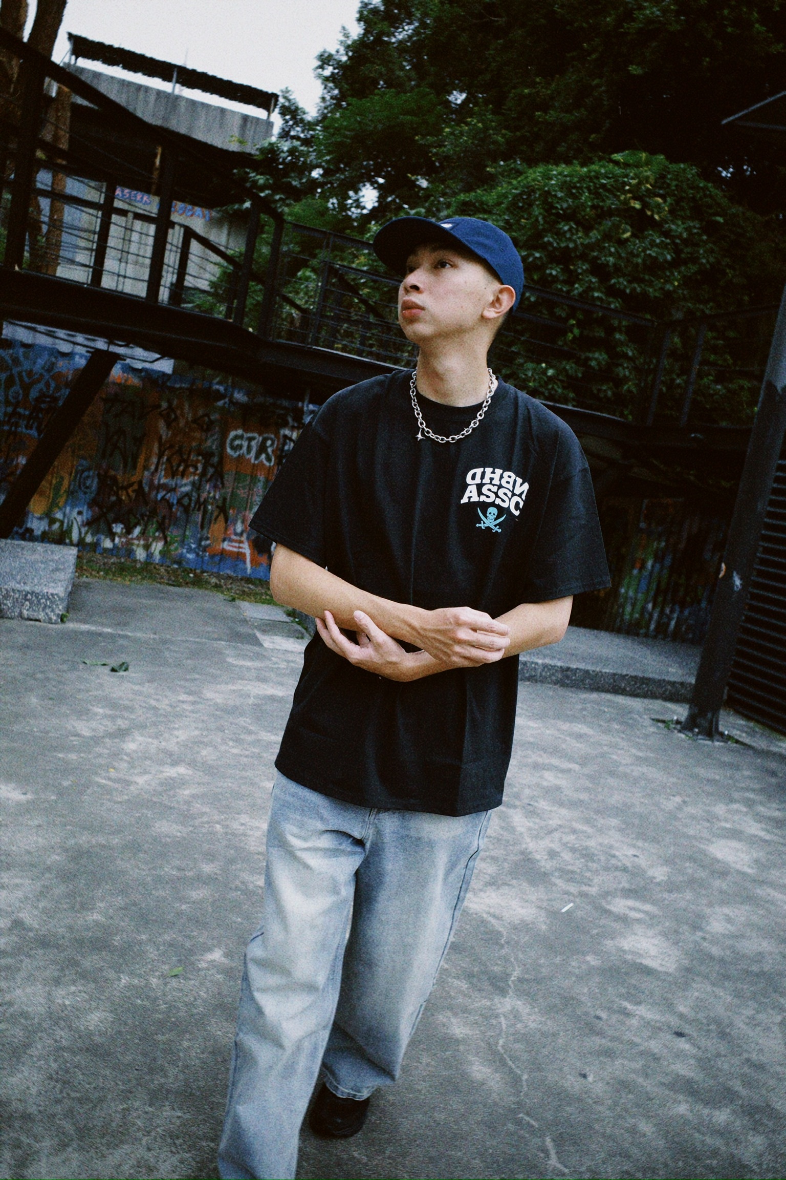 ASSC X NEIGHBORHOOD小標骷髏  短袖上衣  (白粉/白藍/黑藍)