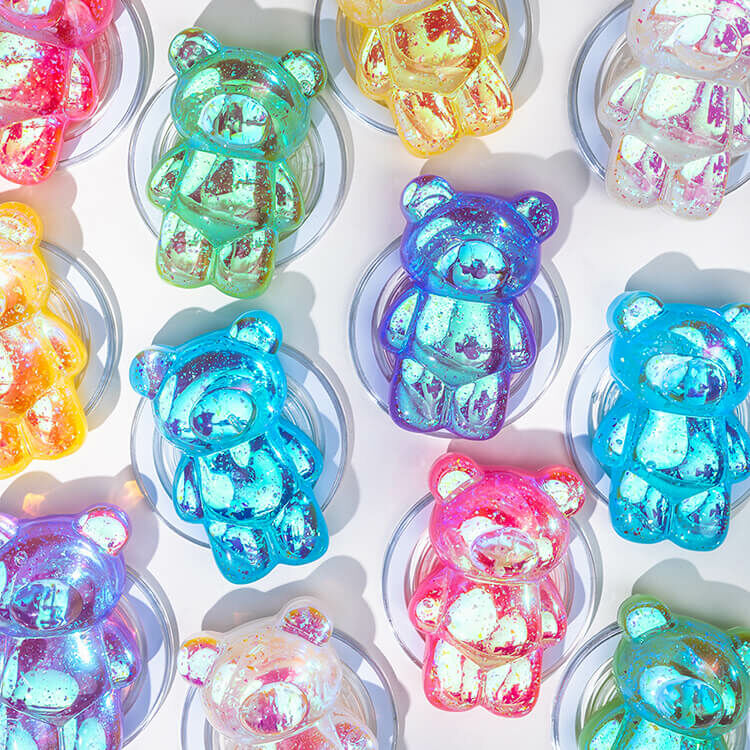 神秘鐳射小熊 手機支架 MagSafe 磁吸 - 手機氣囊伸縮支架 共6色