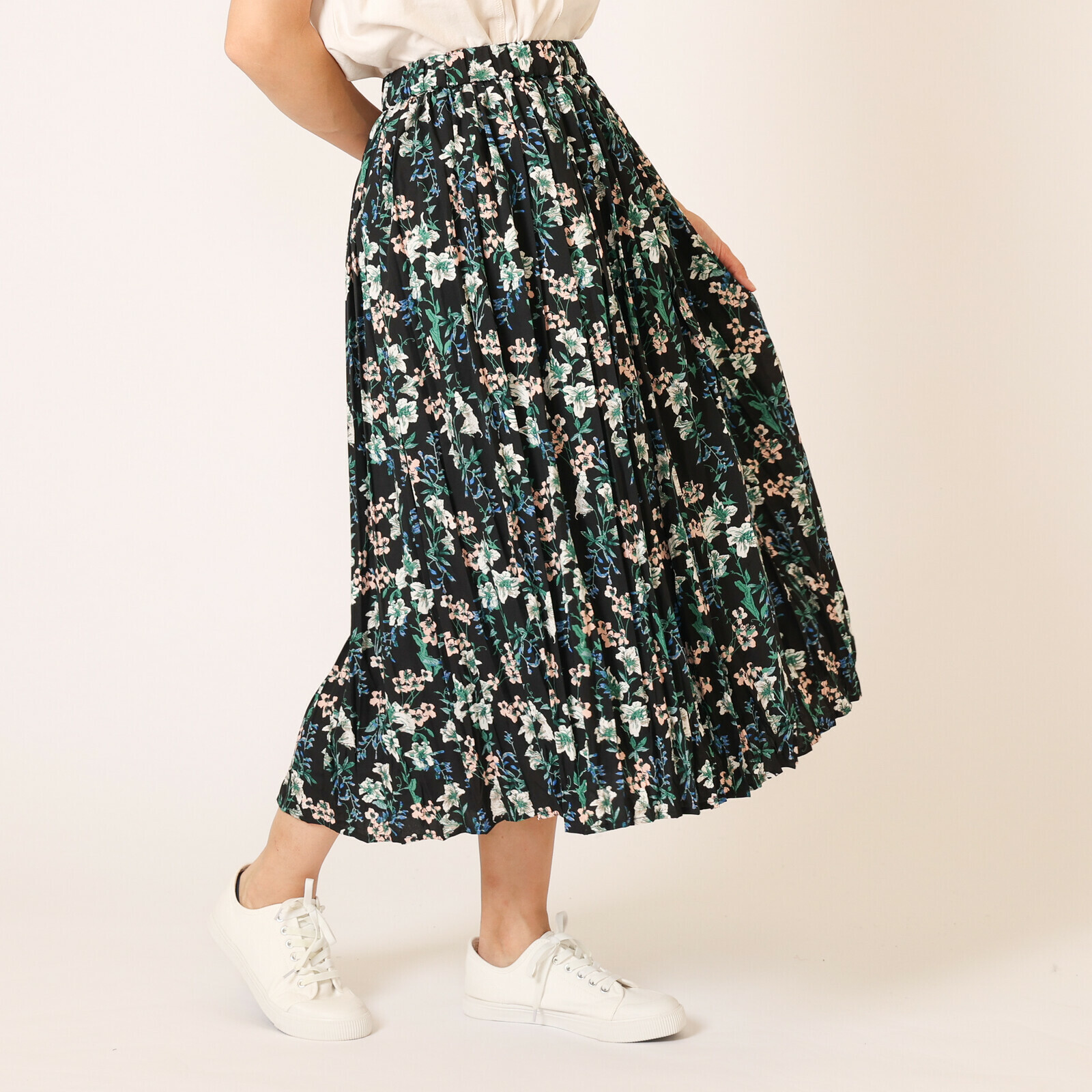 花卉百褶半身裙（2色入）【日本直送】