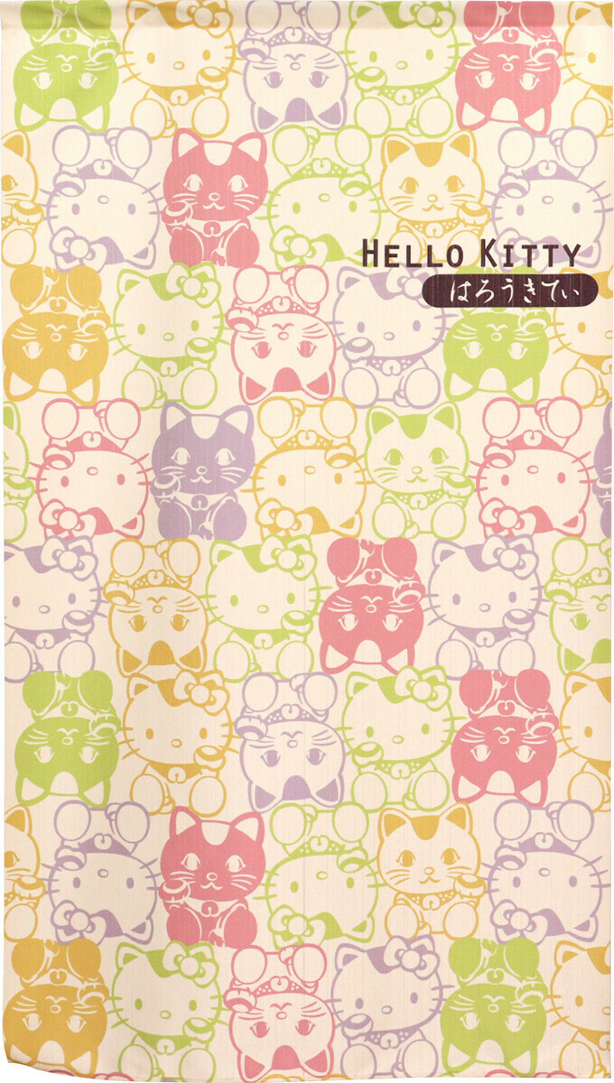 日式和風門簾 85x150 (Hello KittyX招財貓) (日本製)