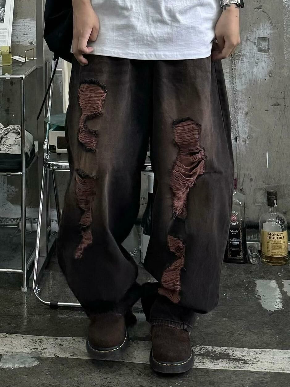 洗水破洞鬆身牛仔褲 P2812