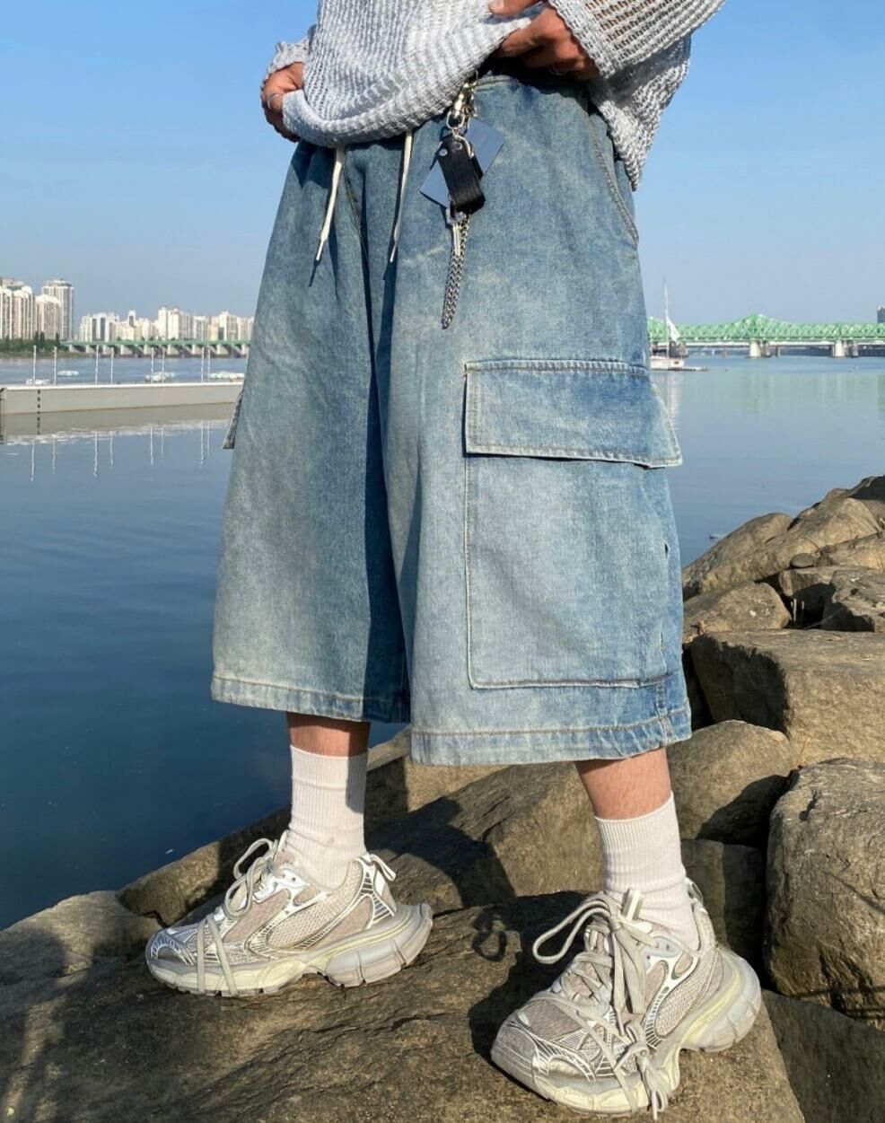 洗水工裝牛仔短褲 P2811