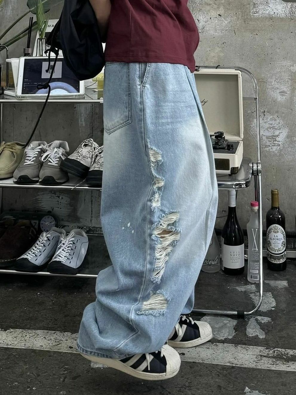 洗水破洞鬆身牛仔褲 P2810