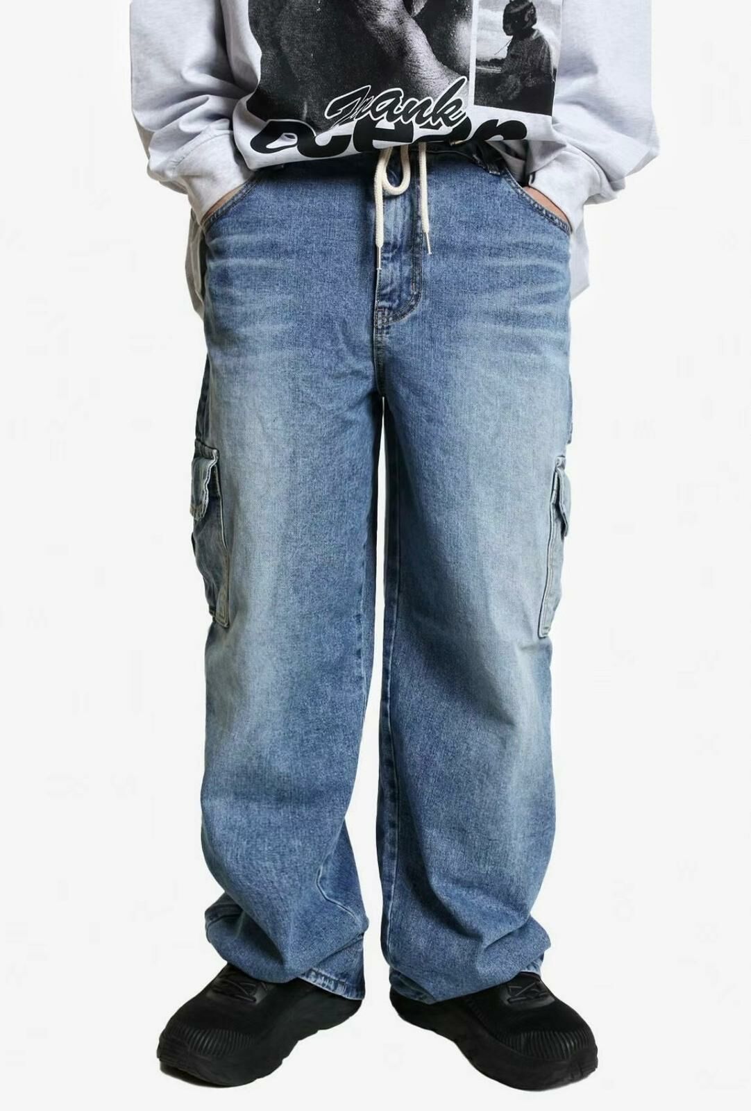 洗水工裝鬆身牛仔褲 P2826