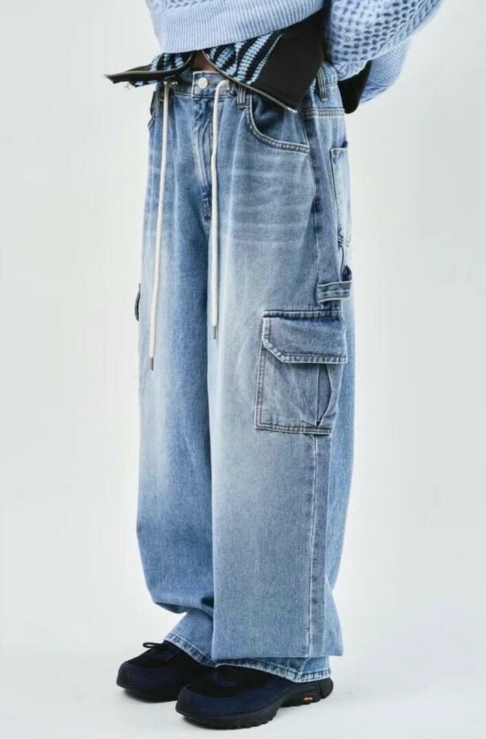 洗水工裝鬆身牛仔褲 P2826