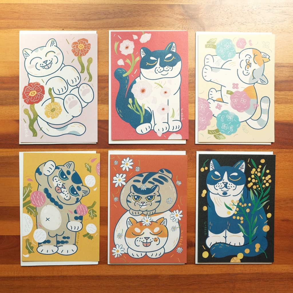 貓與花卡片 祝福卡｜皮康