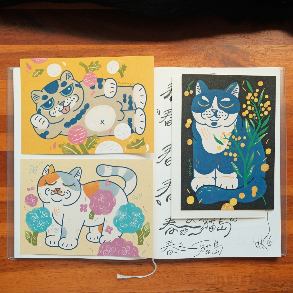 貓與花卡片 祝福卡｜皮康