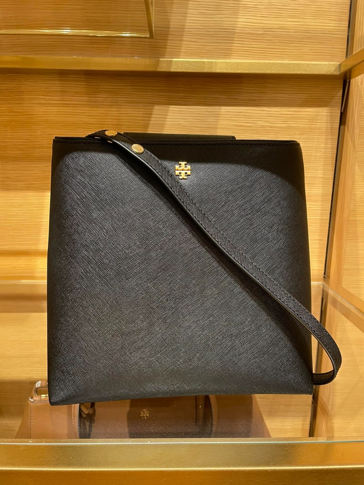 Tory Burch Emerson Bucket Bag十字紋牛皮水桶袋