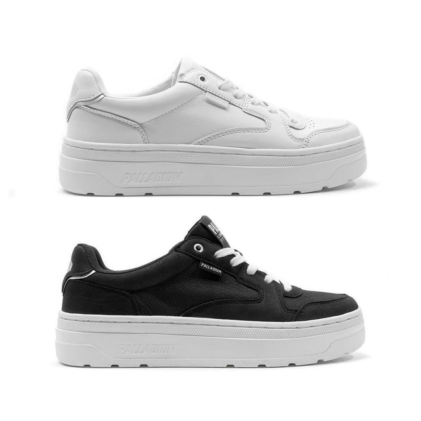 女鞋 PALLADIUM PALLASPHALT LO LTH 黑 白 皮革 厚底 潮流 休閒鞋【99135】
