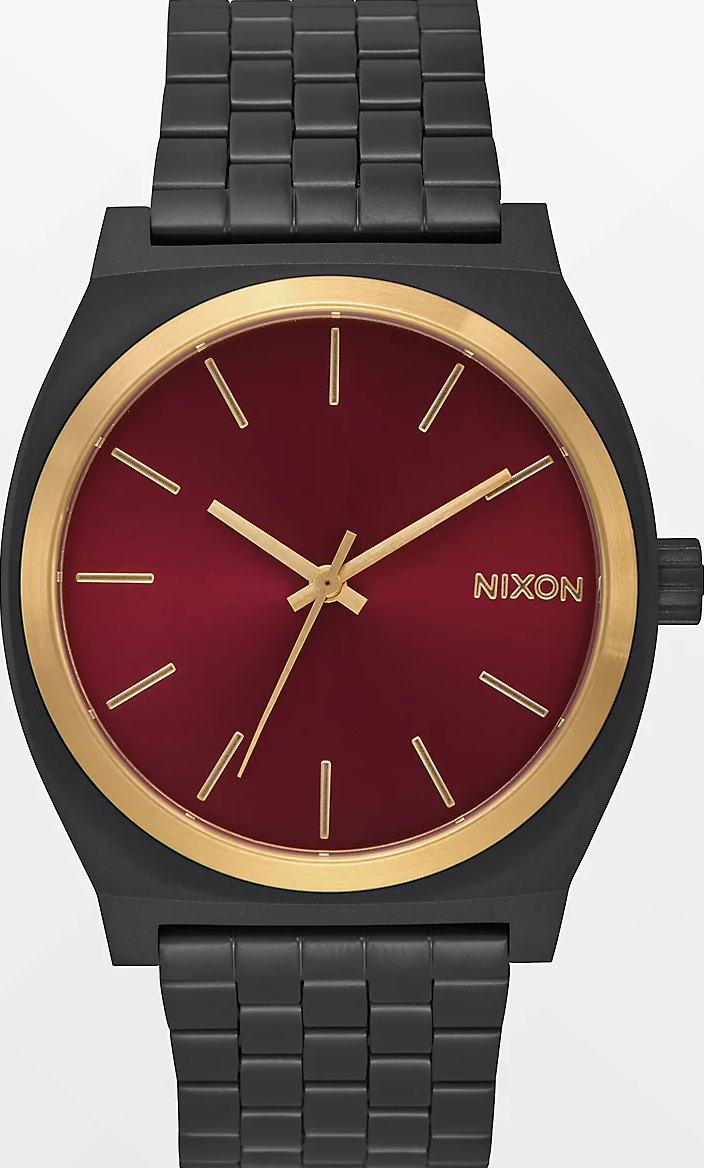 萬年鐘錶 - NIXON 尼克森  衝浪錶  Time Teller  美國滑板店 Zumiez 限定款  全金色酒紅色錶面  A045-2481   錶徑37MM