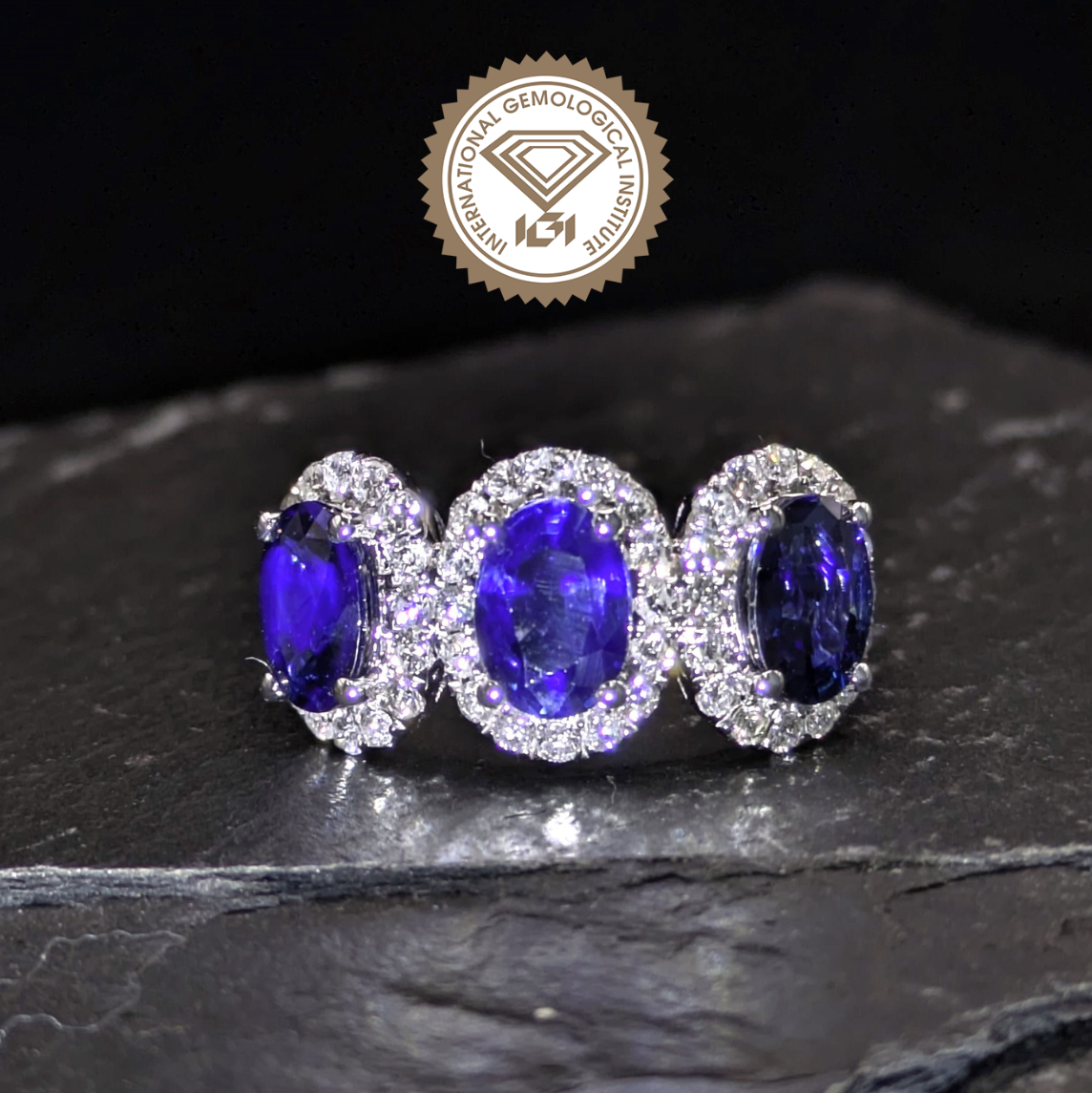 18K White Gold 2.80ct Sapphire and Diamond Ring