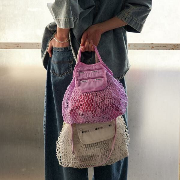 <韓國代購> LESPORTSAC FISH NET ECRU MEDIUM NET TOTE BAG