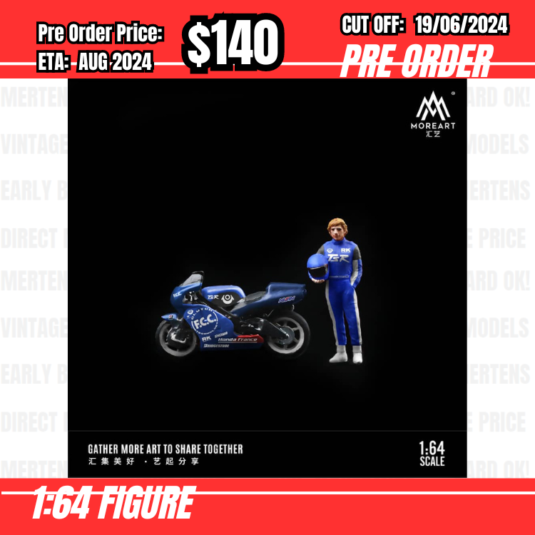 PO-$140 * Moreart * 1:64 Figure - Honda Racing Blue Motorcycle Driver Set [OD12/06]