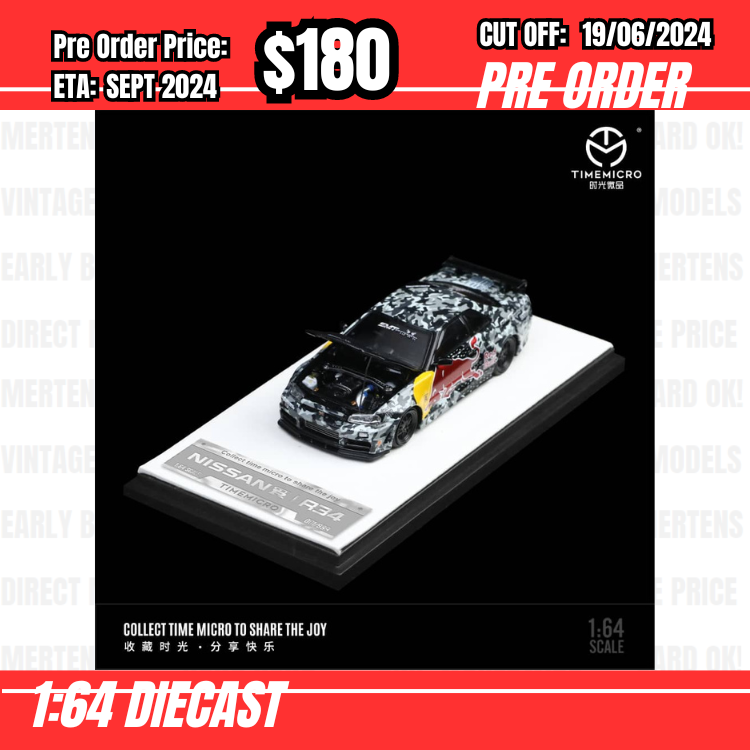 PO-$220 * Time Micro * 1:64 Nissan GTR R34 Z-Tune Red Bull [OD12/06]