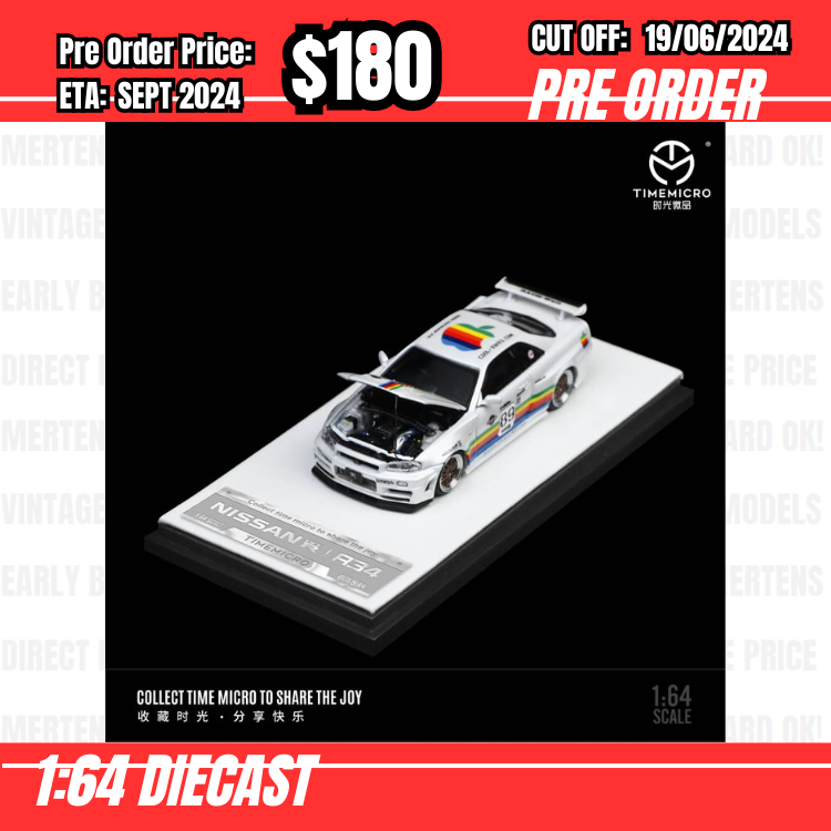 PO-$180 * Time Micro * 1:64 Nissan GTR R34 Z-Tune Apple #89 [OD12/06]