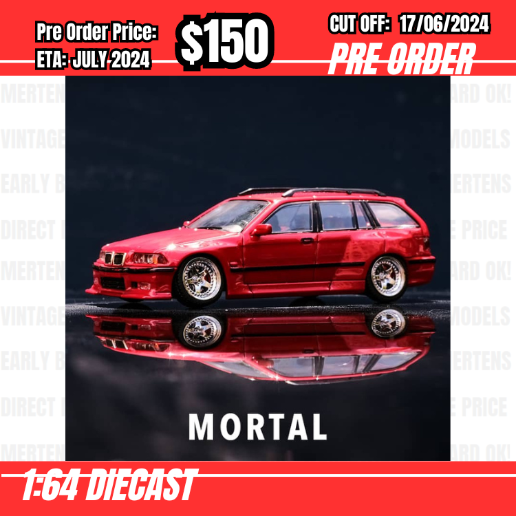PO-$150 * Mortal * 1:64 BMW E36 Wagon Red Low Down Modified [OD12/06]