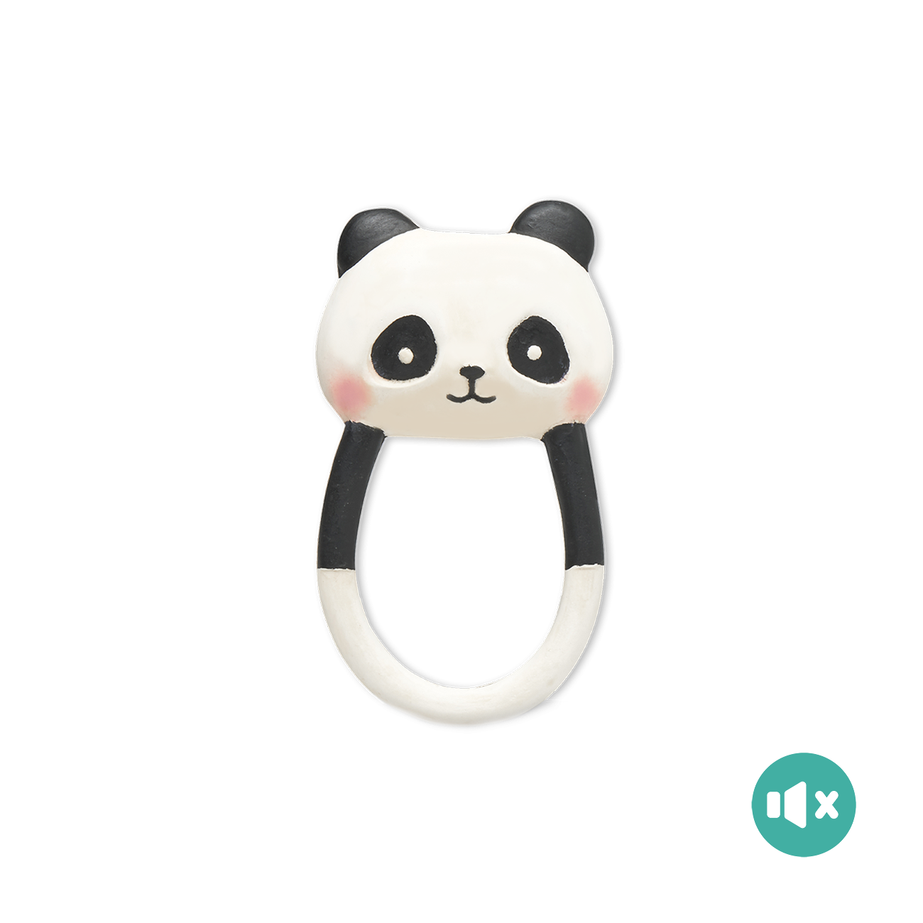 《 Lanco 》天然無毒橡膠玩具｜不會啾系列【熊貓圈圈(有鈴鐺)】