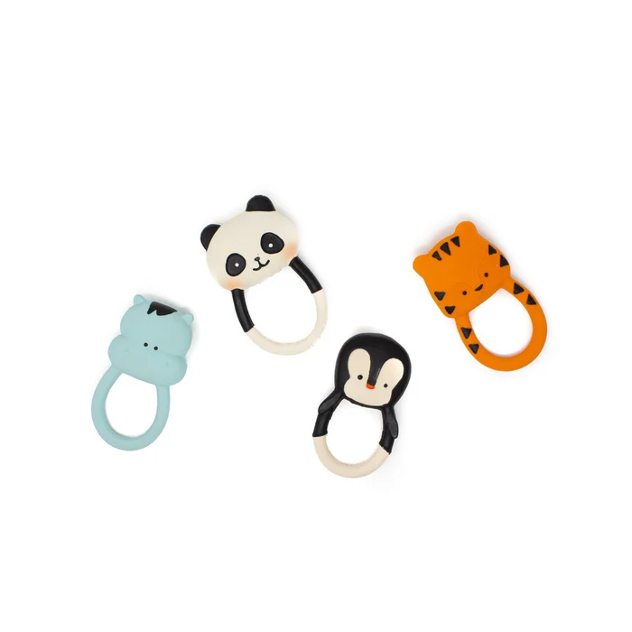 《 Lanco 》天然無毒橡膠玩具｜不會啾系列【熊貓圈圈(有鈴鐺)】