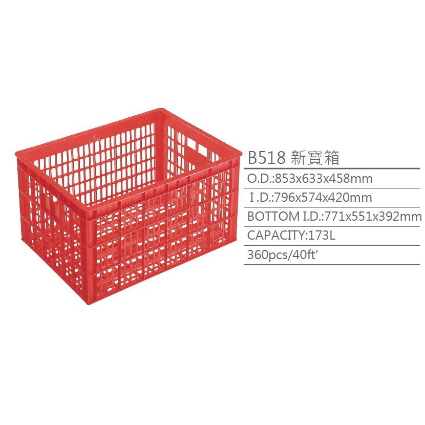 【B518新寶箱】塑膠籃 物流儲運箱 工具箱 收納箱 零件箱 分類箱 置物箱 整理箱 倉儲物流專用 台灣製造 KM包材職人