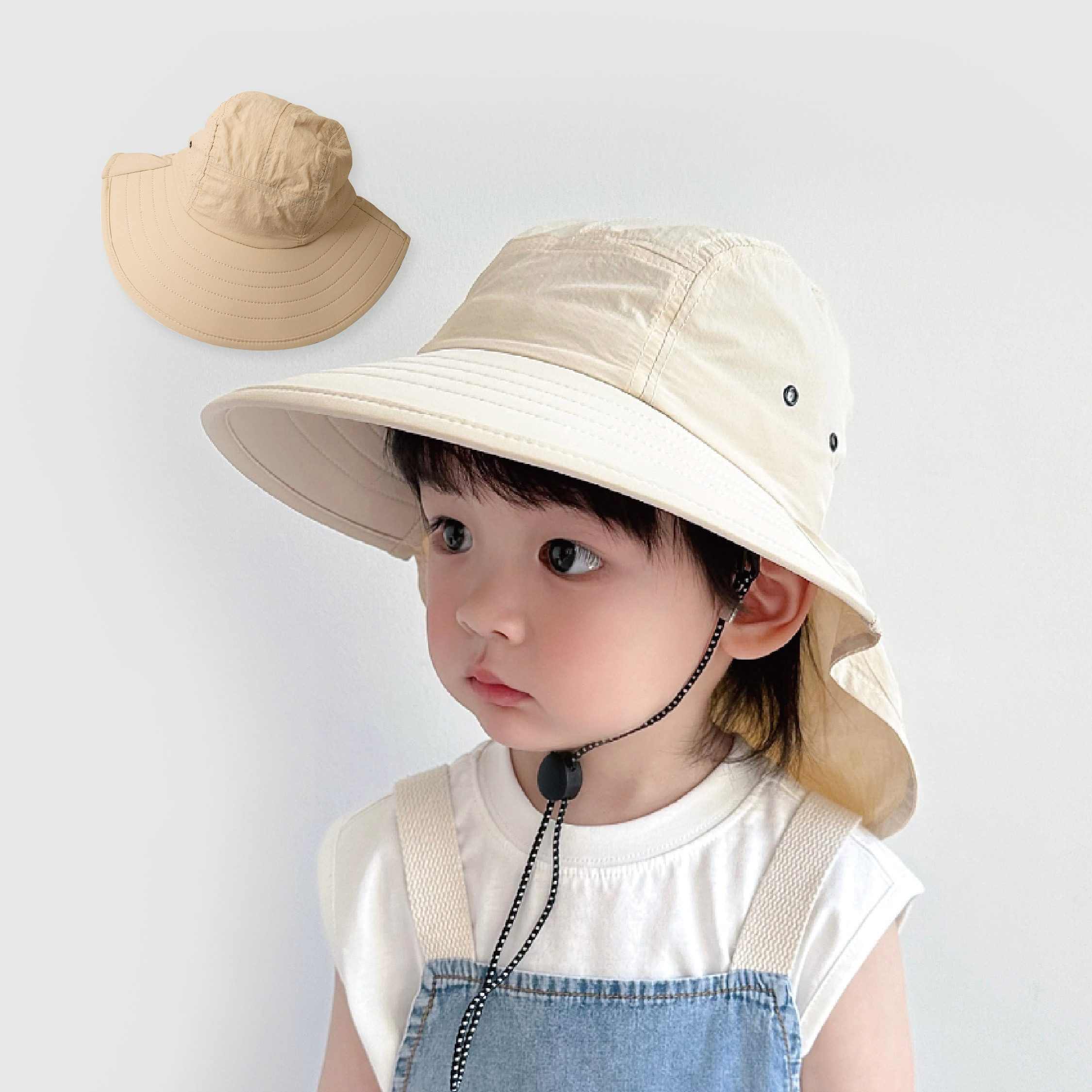 【JA1423】夏季披肩護脖簡約防曬帽＊二色