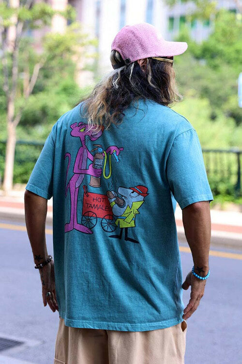 復古頑皮豹印花寬鬆短袖T恤