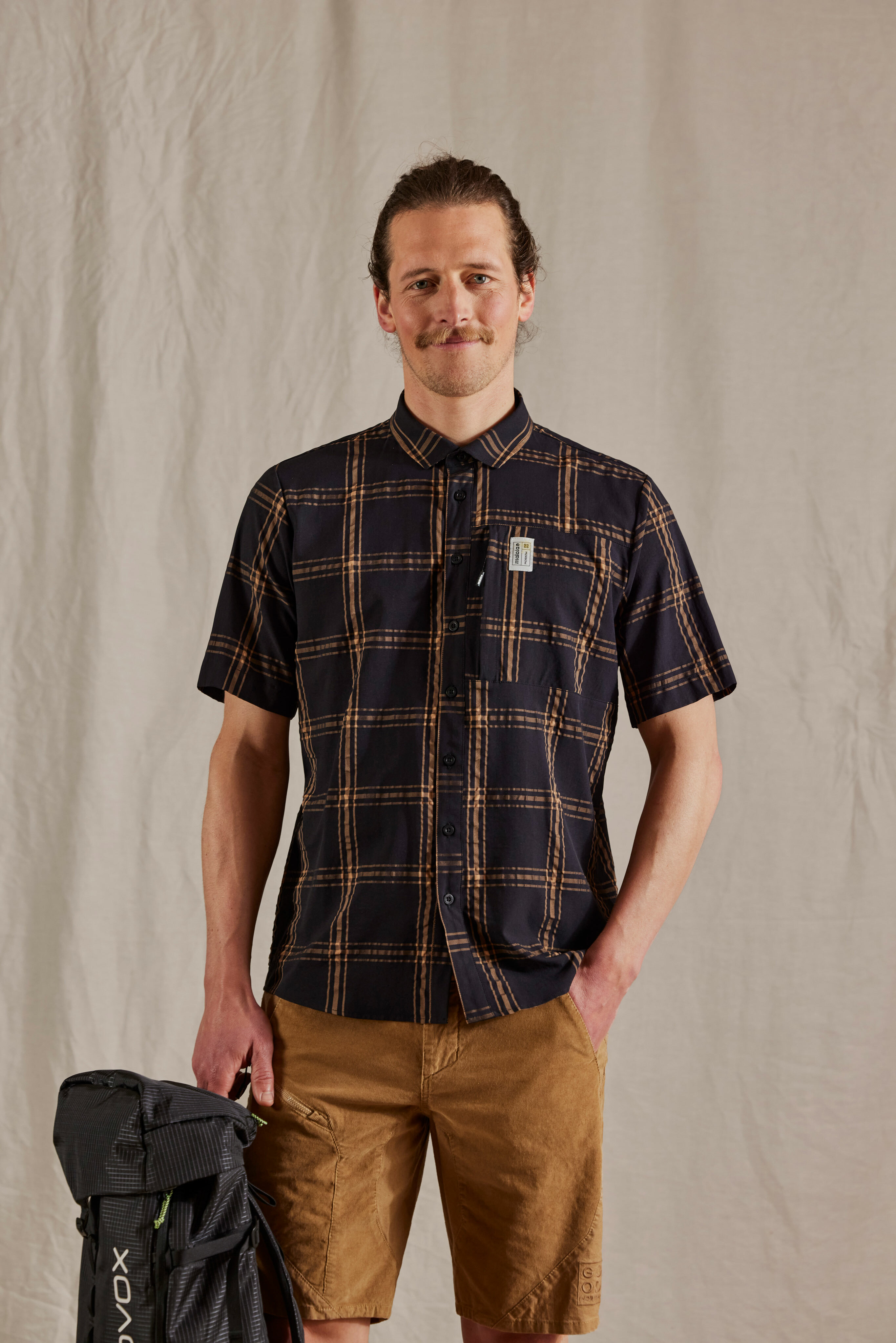 【MALOJA】男快乾彈性短袖格紋襯衫 / 24MA37206-[格紋綠、格紋黑]