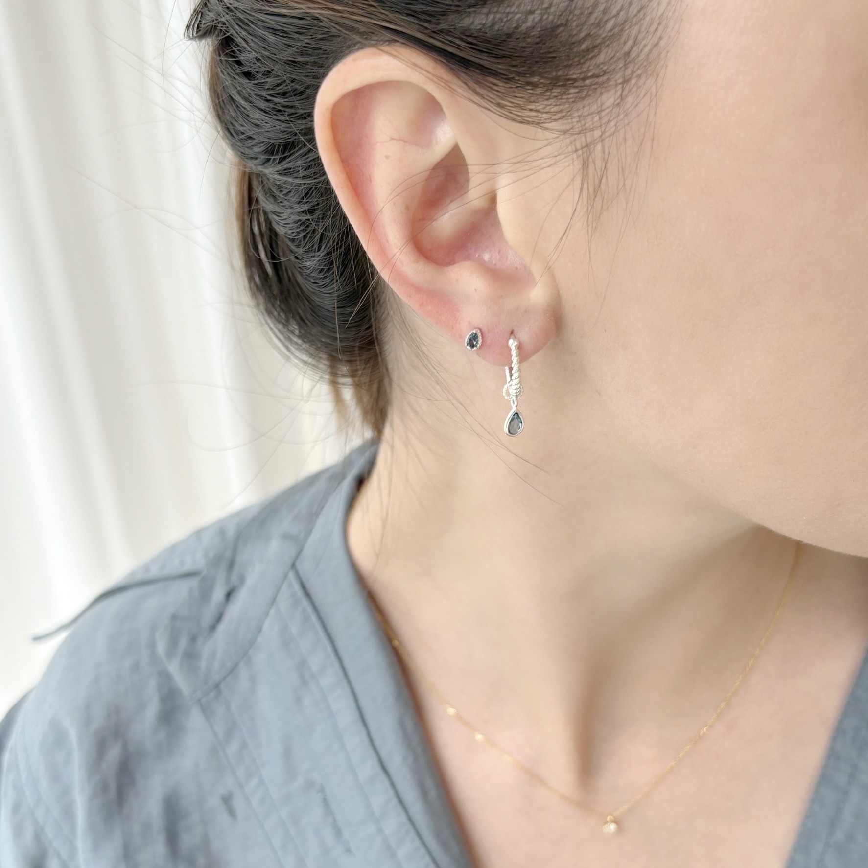 巴洛克水滴倫敦托帕石轉珠耳環