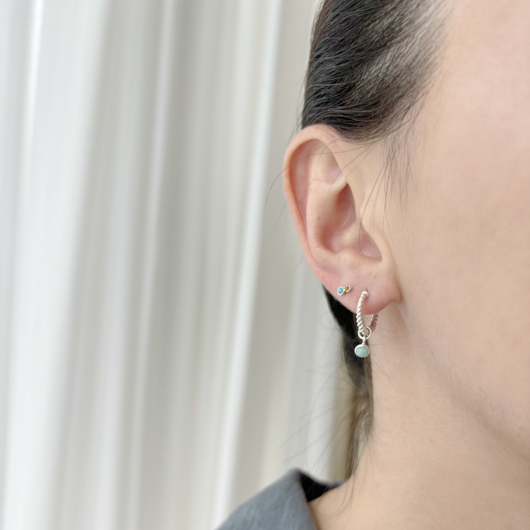 光面小圓天河石耳墜