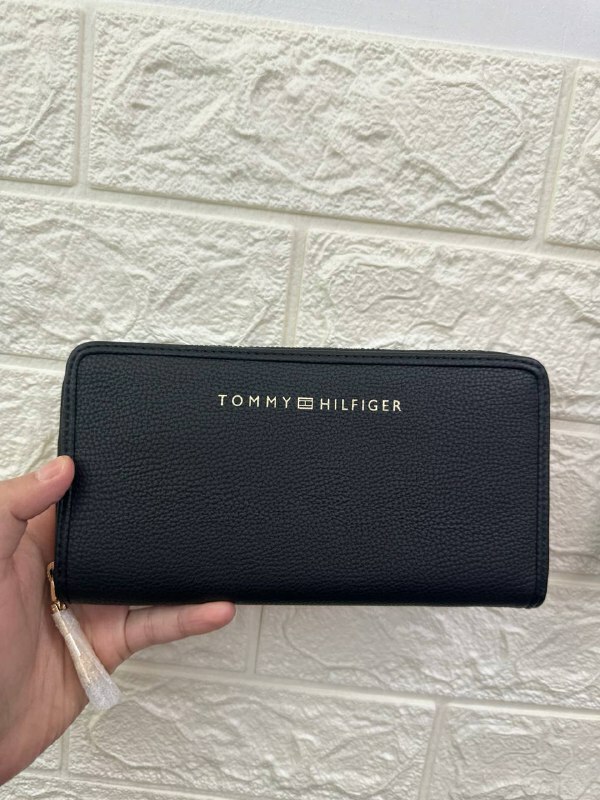 [S] TOMMY HILFIGER LARGE ZIP WALLET,BLACK, 6946753-990 (STH672)