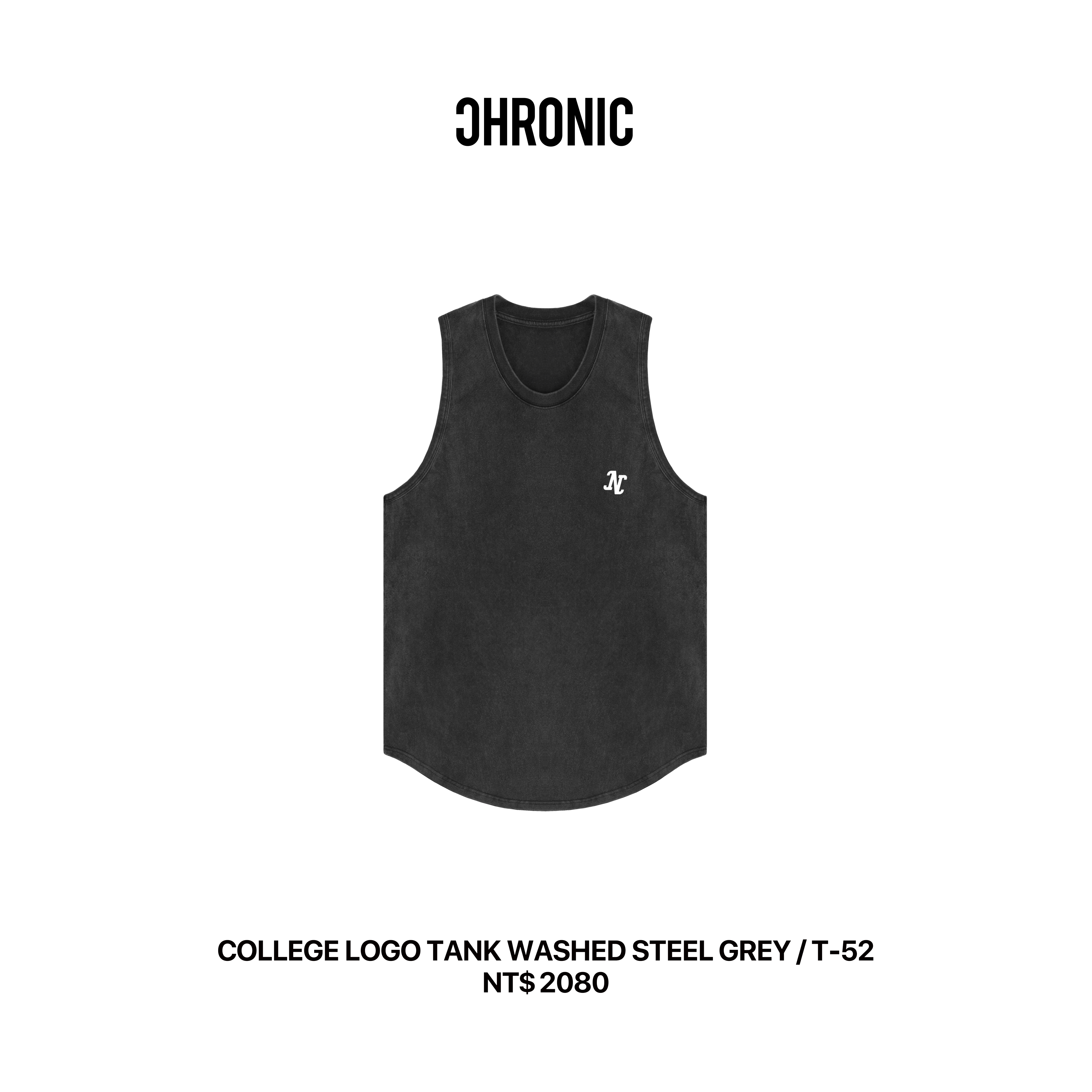 COLLEGE LOGO TANK WASHED STEEL GREY / T-52