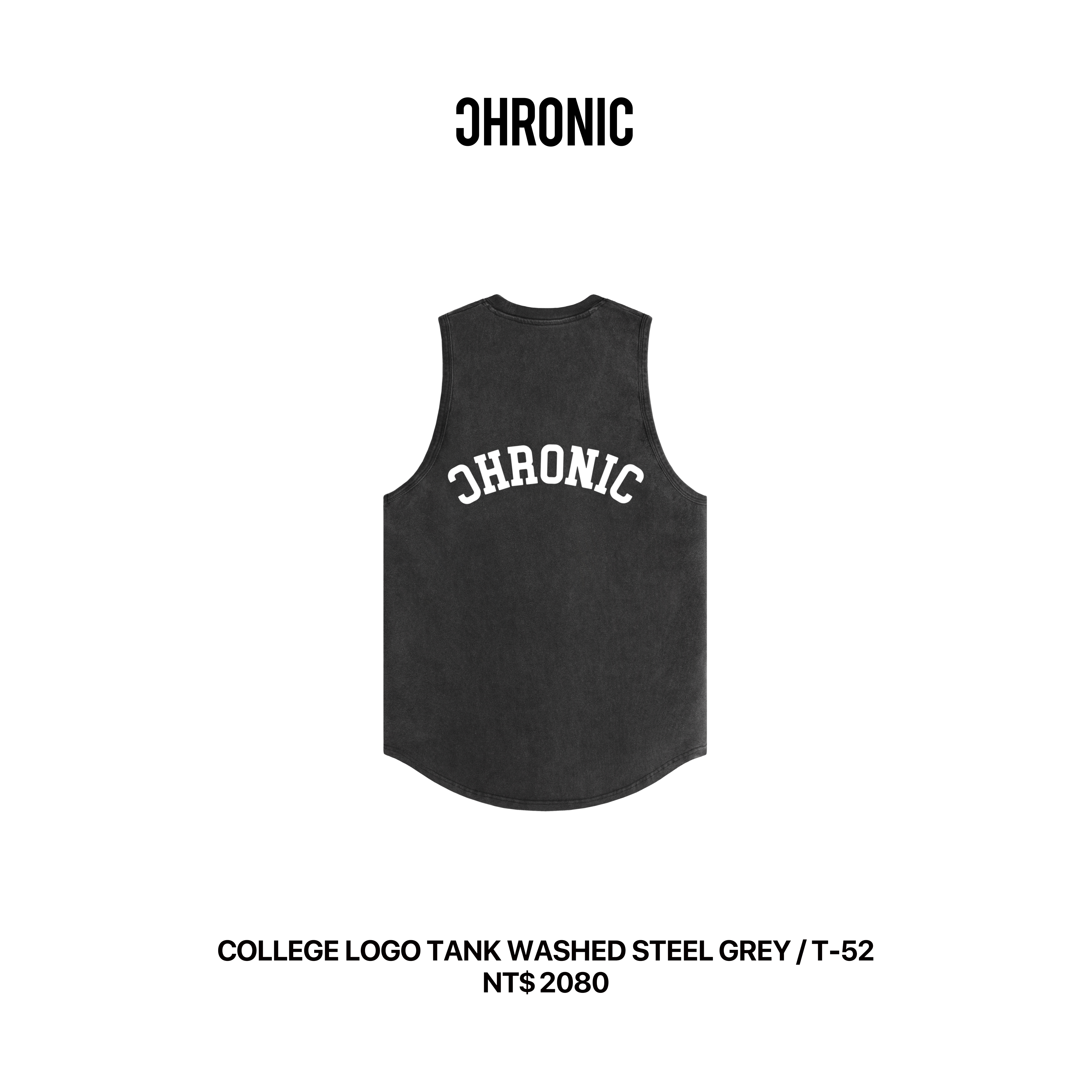 COLLEGE LOGO TANK WASHED STEEL GREY / T-52