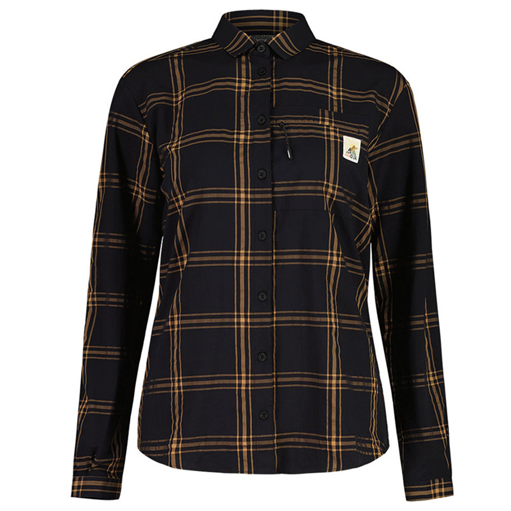 【MALOJA】女快乾長袖格紋襯衫 / 24MA37108-[青草綠、藕粉、格紋黑]